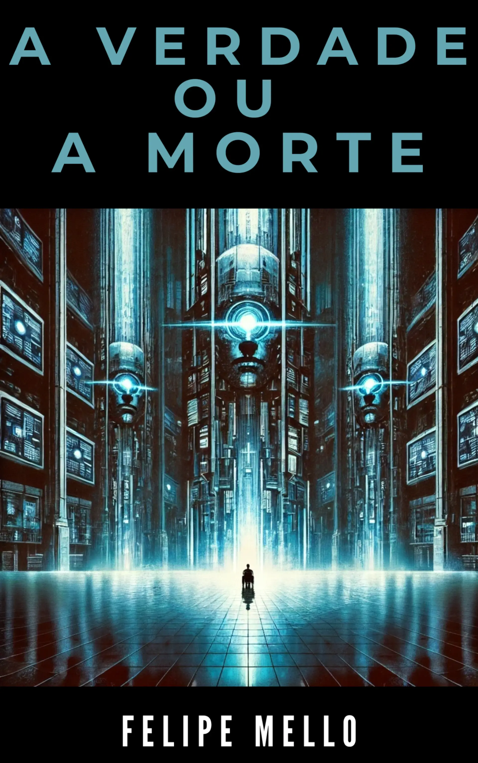 Capa do romance distópico brasileiro A Verdade ou a Morte de Felipe Mello